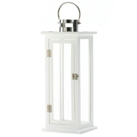 Accent Plus White Wood Candle Lantern - 20.5 inches