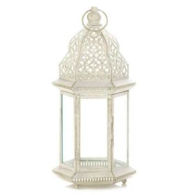 Accent Plus Vintage-Look White Candle Lantern - 16 inches