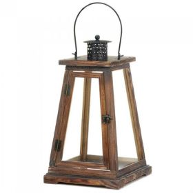 Accent Plus Pyramid Style Wood Candle Lantern - 17 inches