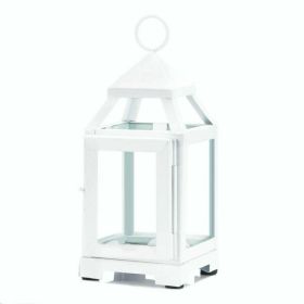 Accent Plus Contemporary White Candle Lantern - 9 inches