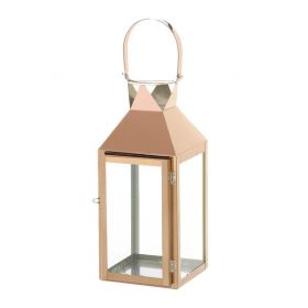 Accent Plus Rose Gold Stainless Steel Candle Lantern - 15.25 inches