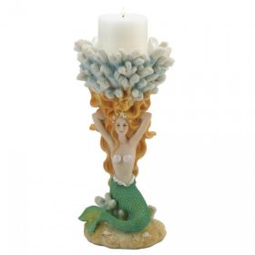 Dragon Crest Mermaid and Coral Candle Holder