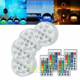 4x Waterproof Underwater Led Lights w/Remote for Swimming Pool Fountain Hot tube