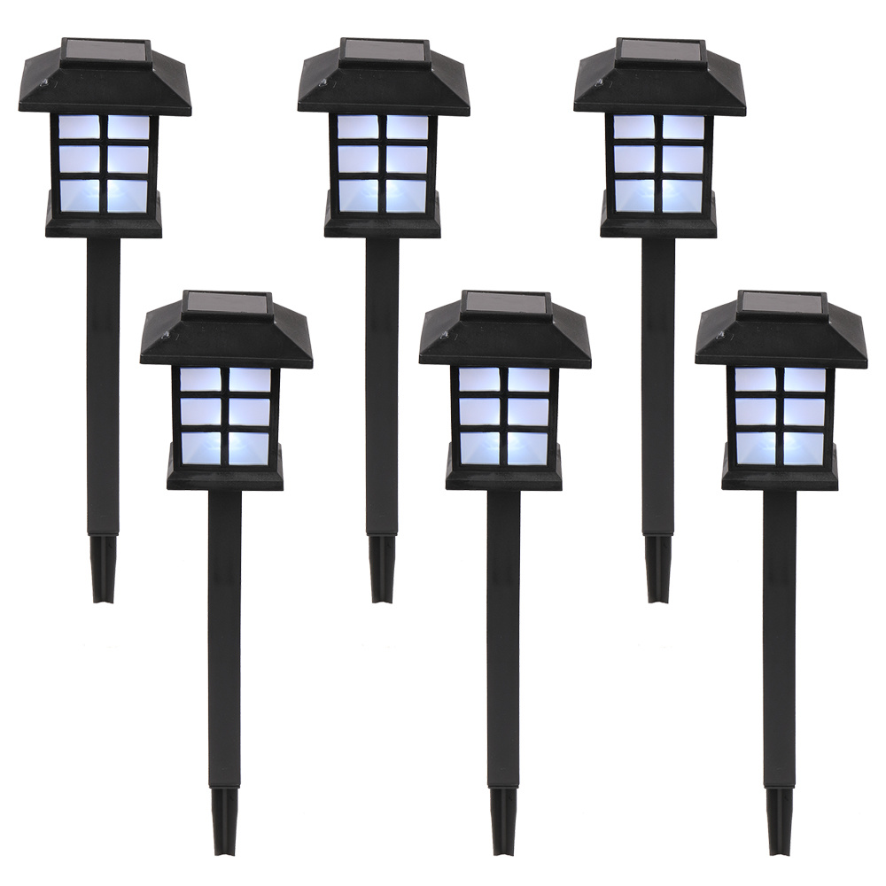 Free shipping 6pcs White LED Solar Lantern Torch Light Garden Landscape Lighting YJ