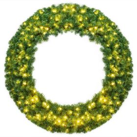 48 Inch Pre-lit Cordless Artificial Christmas Wreath