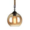 Vintage Industrial Loft Style Hemp Rope Hanging Pendant Light Ceiling Glass Lamp