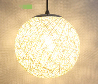 Wholesale hemp ball chandelier Zhongshan rattan lamp Pastoral restaurant bar chandelier hot pot shop light Living room porch light (Color: White)