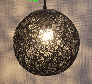 Wholesale hemp ball chandelier Zhongshan rattan lamp Pastoral restaurant bar chandelier hot pot shop light Living room porch light (Color: Black)