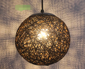 Wholesale hemp ball chandelier Zhongshan rattan lamp Pastoral restaurant bar chandelier hot pot shop light Living room porch light (Color: Brown)