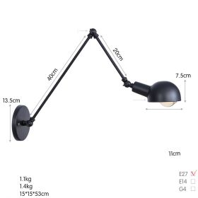 Restaurant bar wrought iron long arm wall lamp (Color: B0038L 40 20)