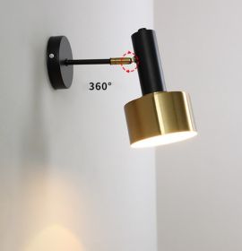 Iron plating small wall lamp (Color: A black gold)