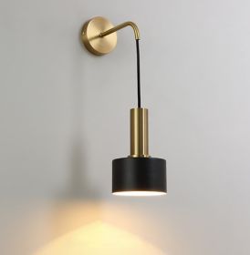 Iron plating small wall lamp (Color: B black gold)