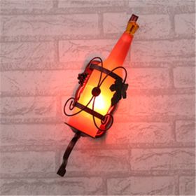 Creative Wall Lamp Bedroom Bedside Lamp Wine Bottle (Color: Red single LED)