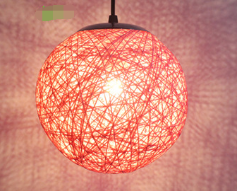 Wholesale hemp ball chandelier Zhongshan rattan lamp Pastoral restaurant bar chandelier hot pot shop light Living room porch light (Color: Pink)