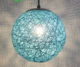 Wholesale hemp ball chandelier Zhongshan rattan lamp Pastoral restaurant bar chandelier hot pot shop light Living room porch light (Color: Blue)