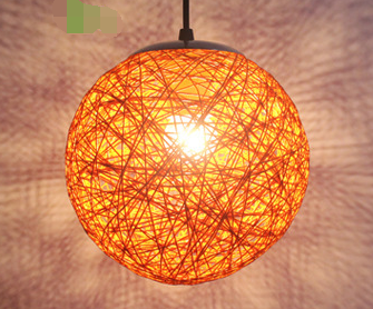 Wholesale hemp ball chandelier Zhongshan rattan lamp Pastoral restaurant bar chandelier hot pot shop light Living room porch light (Color: Orange)