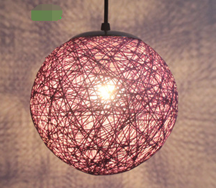 Wholesale hemp ball chandelier Zhongshan rattan lamp Pastoral restaurant bar chandelier hot pot shop light Living room porch light (Color: Purple)