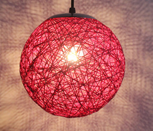 Wholesale hemp ball chandelier Zhongshan rattan lamp Pastoral restaurant bar chandelier hot pot shop light Living room porch light (Color: Red)