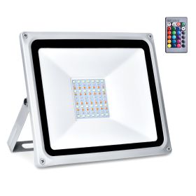 LED RGB Flood Light, Outdoor Color Changing Flood Lighting, IP66 Waterproof,Remote Control, for Garden Stage Lighting (Power: 50W)