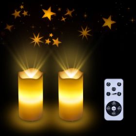 Star Candle Projector Night Light with Remote & Timer, Powered by Battery or USB (size: 2 Pack)