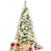 Pre-lit Snow Flocked Christmas Tree with Berries and Poinsettia Flowers